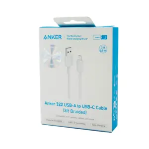 Anker 322 USB-A to USB-C 6ft 60W braided Cable